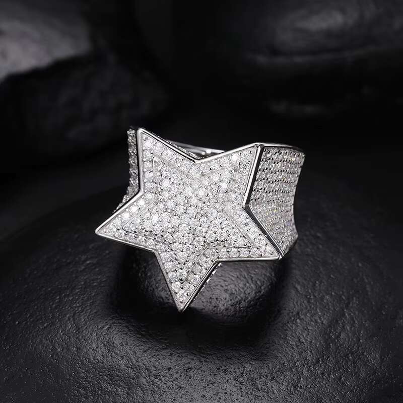 Fine Jewelry Iced Hip Hop Cuban k Ring Gold Plated Sterg Sier VVS Moissanite Dia Engagement Gift Party