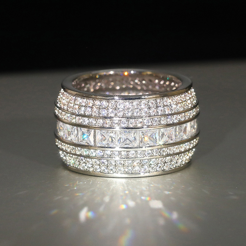 5-10 Sparkling Handmade Wedding Rings Luxury Jewelry 925 Sterling Silver 7 Rows Pave Designer White Sapphire CZ Diamond Party Eternity Lady Women Brid
