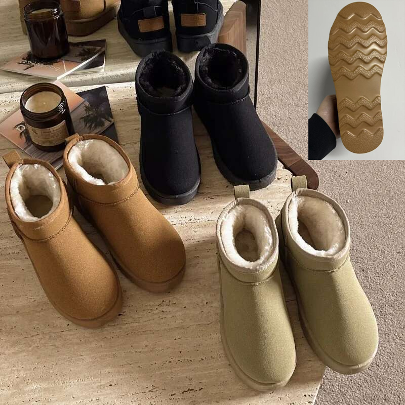 2024 New Women Winter snow Boot Designer Australian Platform For Leather Warm Ankle Fur Booties Boots kid shoes with Anti-slip soft sole