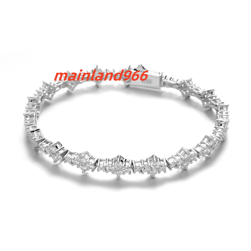 New Arrival Stylish Trendy Fine Jewelry 925 Sterling Silver Iced Out VVS1 Moissanite Bracelet Cross Tennis Bangles