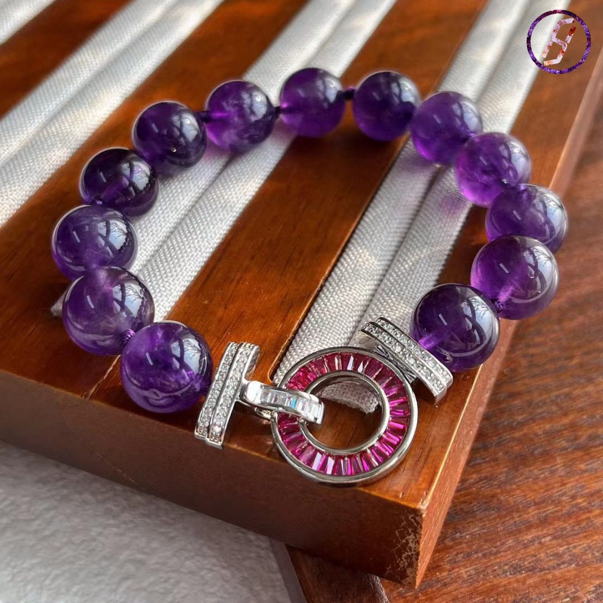 Hot Sale, Stylish and Versatile 50cm 12mm Natural Amethyst Round Bead Necklace, Sweater Chain and Bracelet Mysterious Eastern Energy Vibrational/Reson
