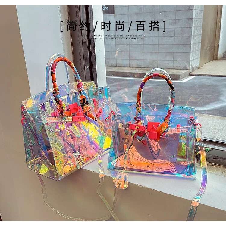Laser Sympony Hologram Holographic Locker Sweet Handbags Cool Chic Colorful Shoulder Bags Valentine's Day Gift Golden Metal Part