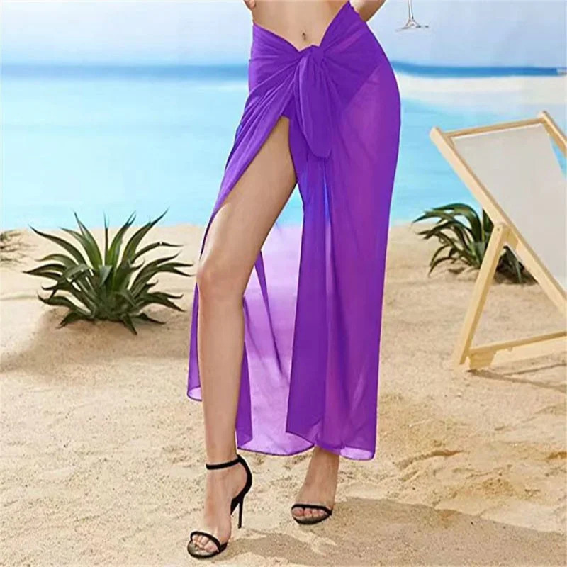 Summer sexy beach leather goods womens beach clothing chiffon beach foreskin long sarong covering sexy bikini swimsuit scarf 250305Z
