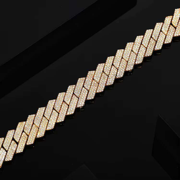 12mm Miami Style Solid Gold Plated Sier Moissanite Dia 3 Row Iced Out Spiked Cuban Chain for Sale in America