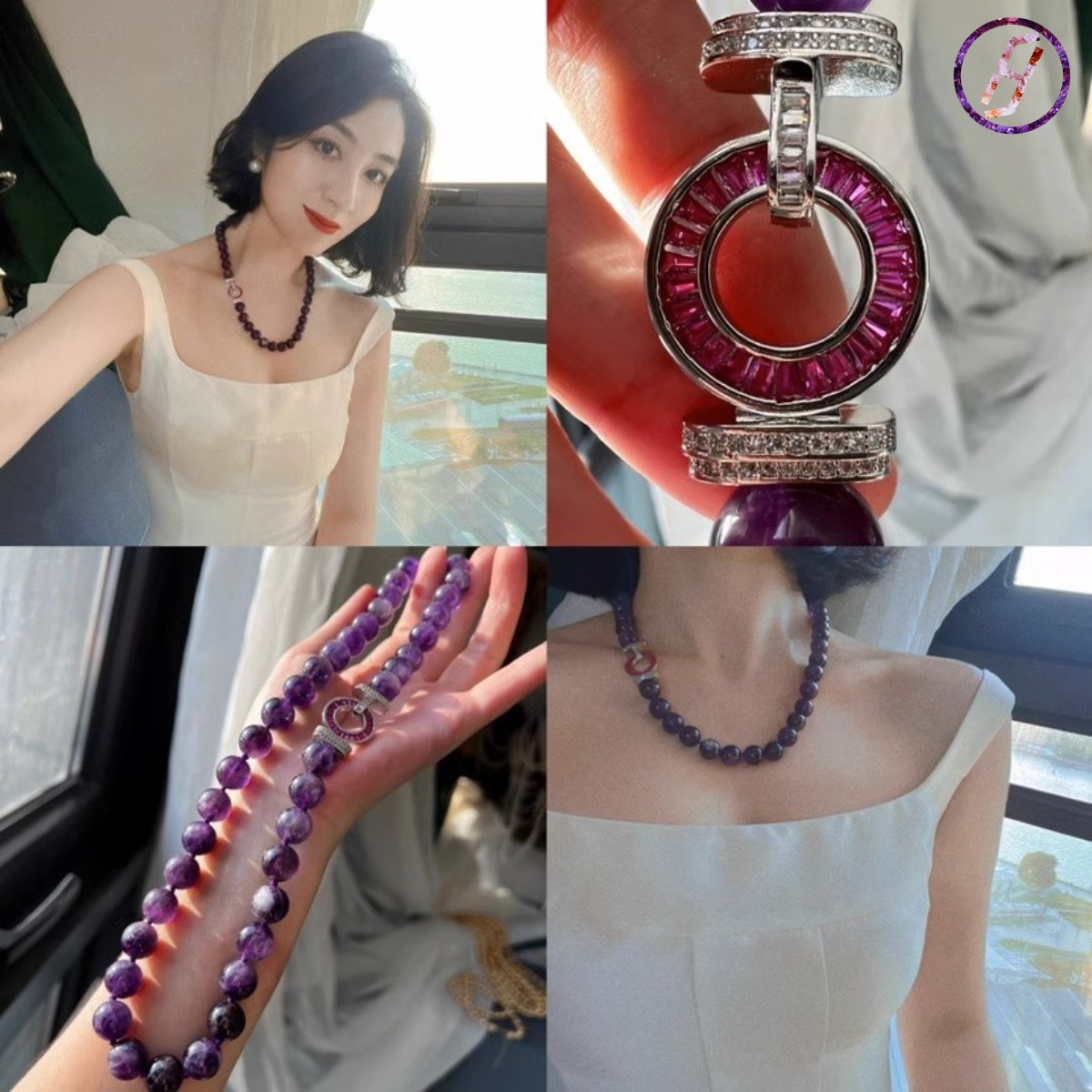 Hot Sale, Stylish and Versatile 50cm 12mm Natural Amethyst Round Bead Necklace, Sweater Chain and Bracelet Mysterious Eastern Energy Vibrational/Reson