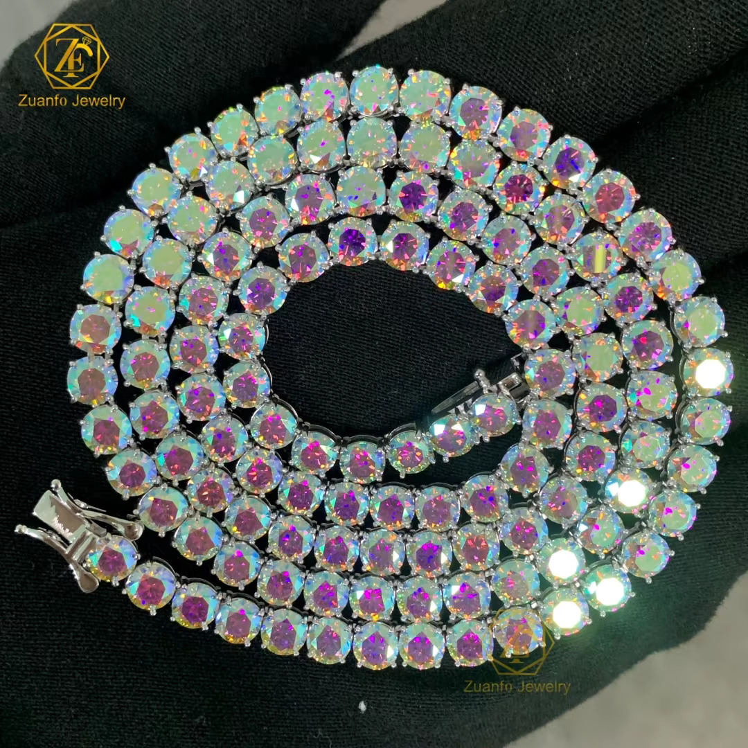 Shining 925 Silver Moissanite Tennis Chains VVS Multi Colors Diamond Moissanite Charm Clover Necklace