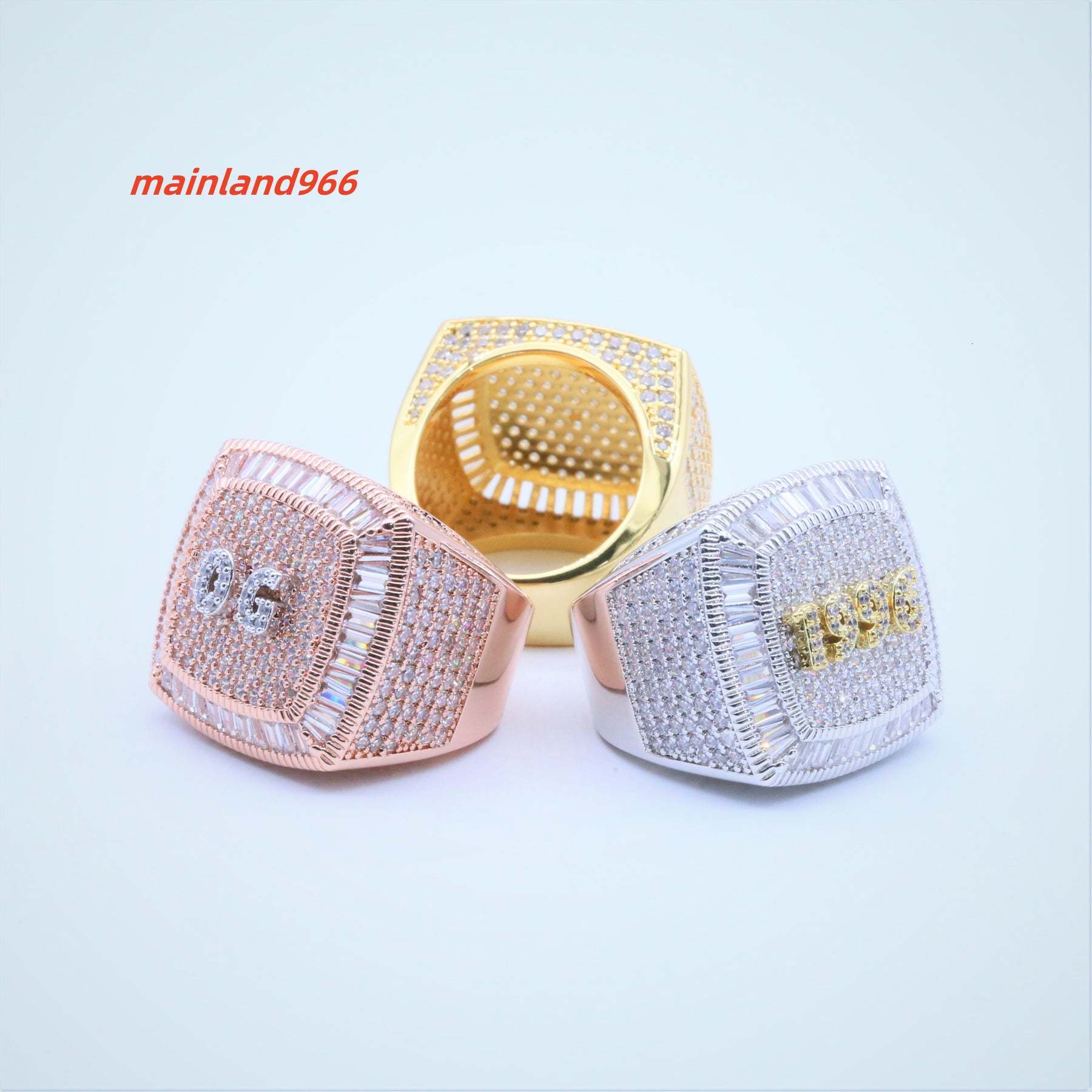 HipHop 18k White Gold VVS Iced Out Moissanite Diamond Ring 925 Sterling Silver Ring Customized Luxury Design Party Rings for Men