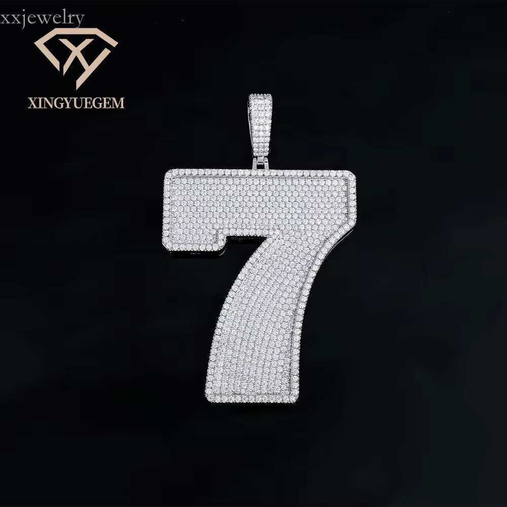 Quality Custom Hiphop Sier Letter Number Mossanite Moissanite Dia Iced Out Pendent Pendants for Cuban Chain Necklace Men