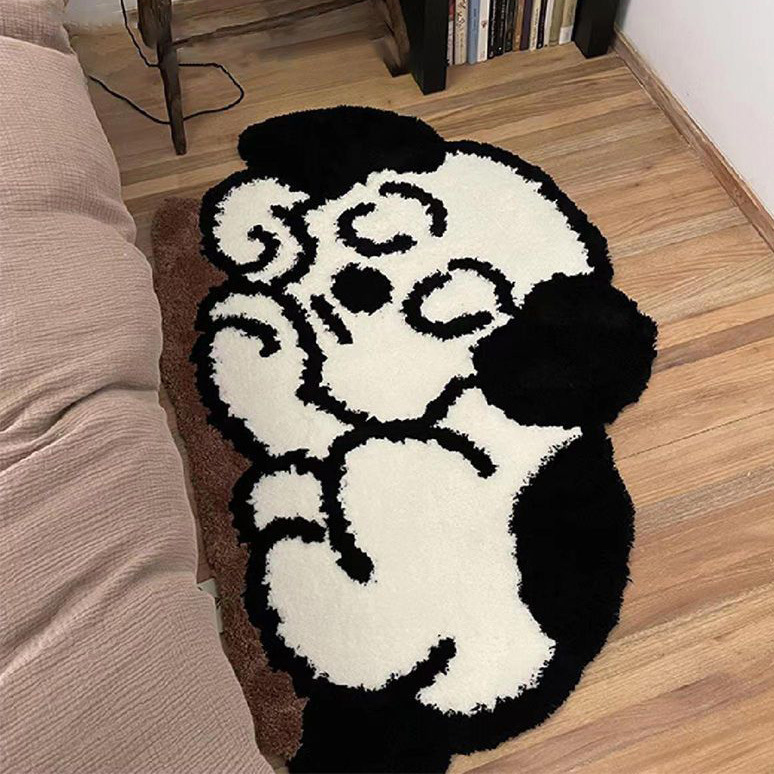 Cartoon puppy carpet, plush entrance door mat, home shower room, water absorbing foot pad, thickened and anti slip H260226