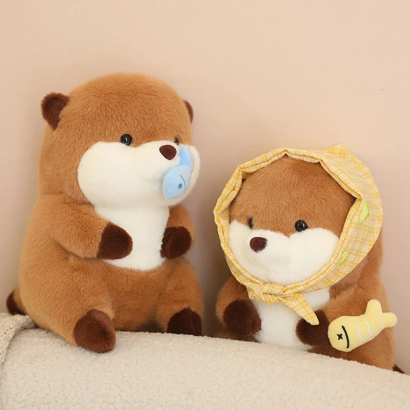 30cm Cartoon Otter With Hat Fish Plush Toys Cute Soft Lovely Stuffed Pillows Dolls For Birthday Festival Gift 250305