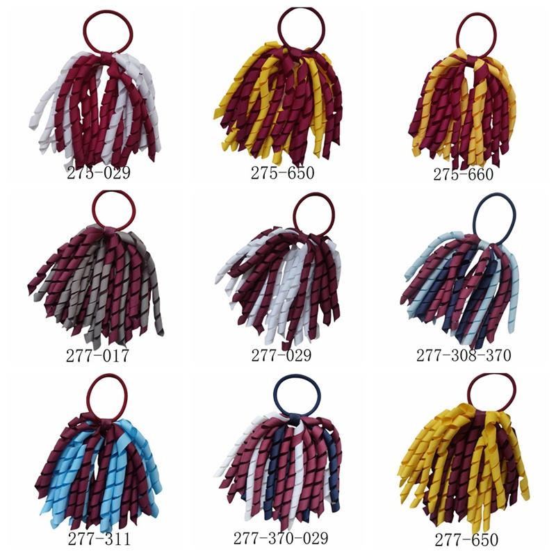 Woman Girl 5" Korker Elastic Hairband Scrunchie Hair Ties Clip Accessories Pony Tail Band Curly Ribbons Streamers Corker Bows School Dance Flower
