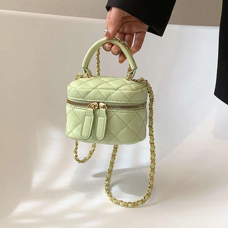 new handbag black PU trend leather girl bucket bag metal leisure chain designer women s small crossbody bag coin wallet trendy shoulder bag