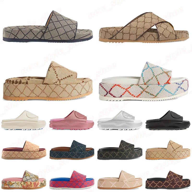 designer famous women sandals slides fashion embroidered canvas flat mules luxurys plate-forme linen high heel sandal summer slippers rubber trainers shoes