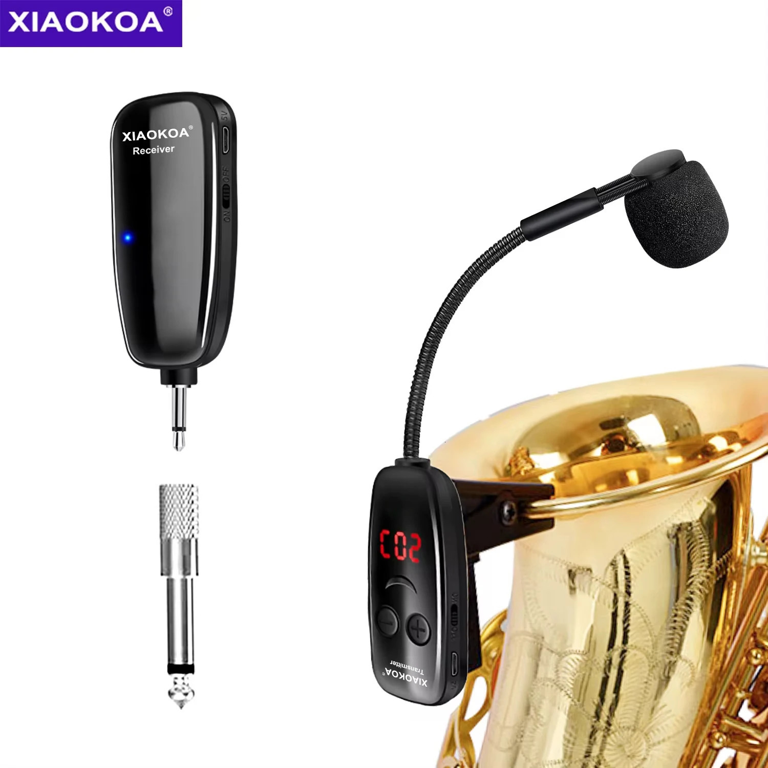 XIAOKOA UHF Wireless Instruments Saxophone Microphone Wireless Receiver Transmitter160ft RangePlug and PlayGreat for Trumpets 250303