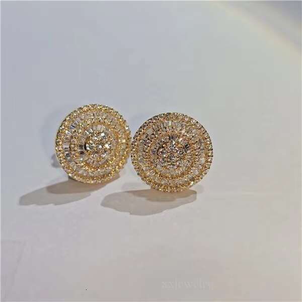 10k Real Earring White Cubic Zircon Jewelry Stud Earrings 14k Gold