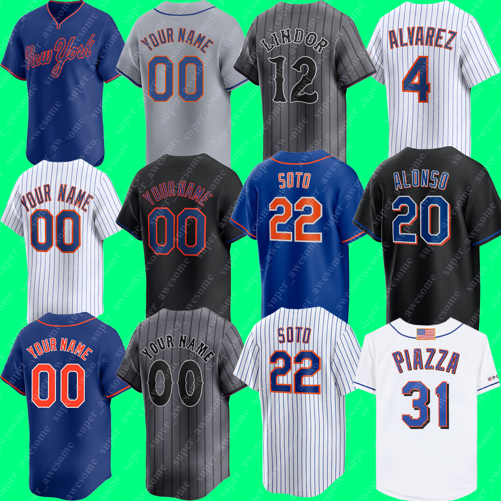 Juan Soto Baseball Jersey Alvarez Pete Alonso Brandon Nimmo Edwin Diaz Lindor Jeff McNeil Kodai Senga Brett Baty Starling Marte Ronny Mauricio Jose Siri Kodai Senga