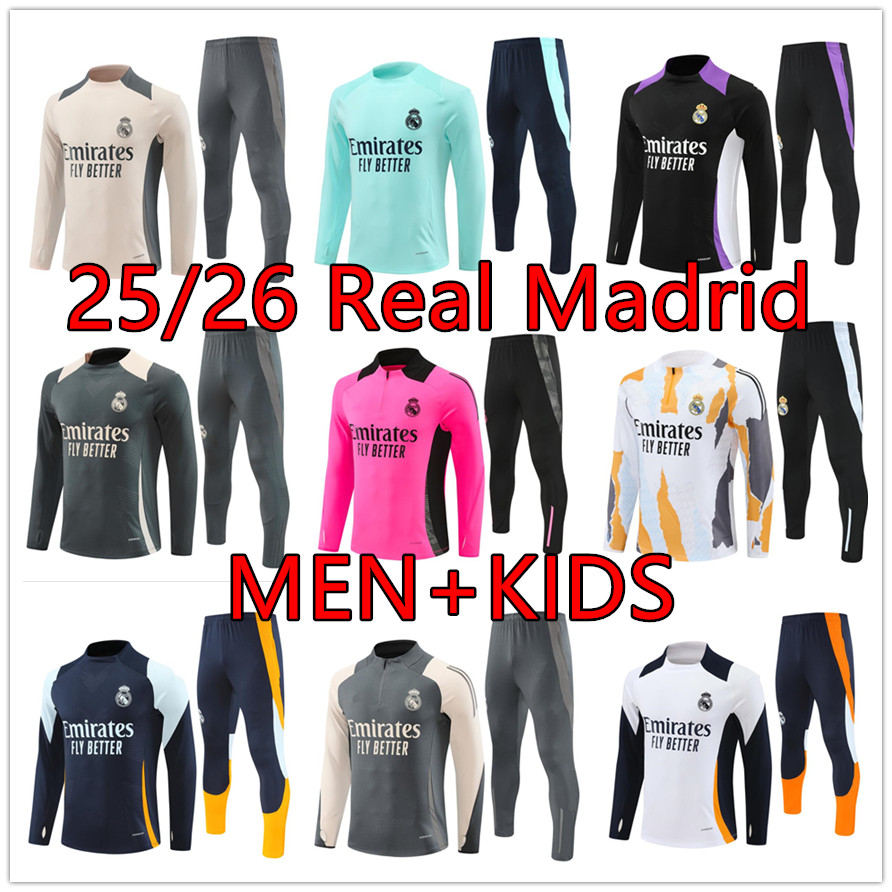 2025 pre-match Training suit Real MadridEs tracksuit VINI JR BELLINGHAM 25/26 new real Madrides men and kids football CAMAVINGA sportswear chandal futbol