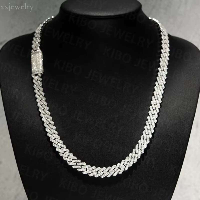 Iced Out Bg Dia Hip Hop 8mm Miami Wholesale k S Sterg Sier Jewelry Moissanite Cuban Chain