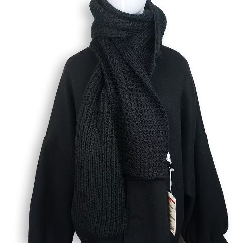 T254 Korean lazy style knitted scarf female winter new warm rectangular solid color all-match campus student couple trend