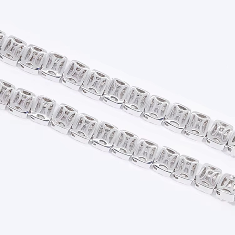 Fashion Baguette Tennis Chain Fine Jewelry 9mm Width S925 Solid Silver Chain Hip Hop Necklace VVS Moissanite Cuban Chain