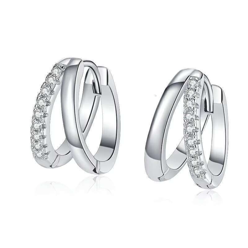 PYQ 0.15ct Double Ring Hypoallergenic Jewelry Sier Moissanite Hoop Owl Earrings