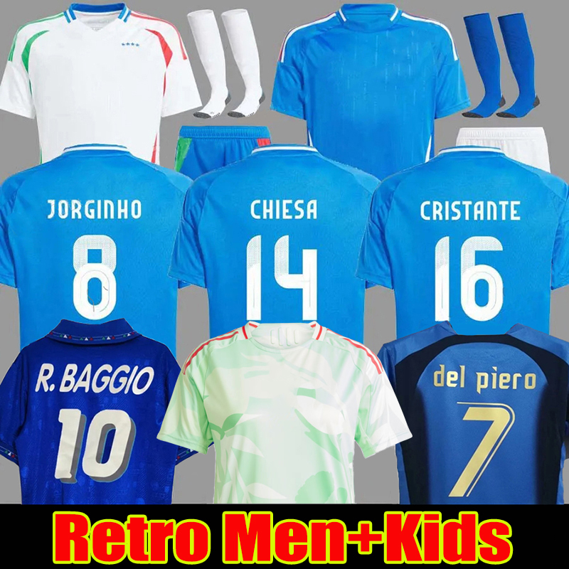 Soccer Jerseys Italian 24 25 Women National Team Italys Retro DEL PIERO BAGGIO Italia Jersey CHIESA Vintage football Shirt BARELLA MALDINI kids kit shorts