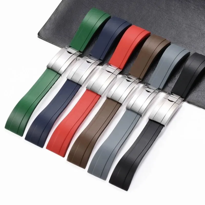 20MM Rubber Watch Strap for Rolex GMT Daytona Submariner Diver Silicone Watch Band Replacement Green Water Ghost Bracelet Belt
