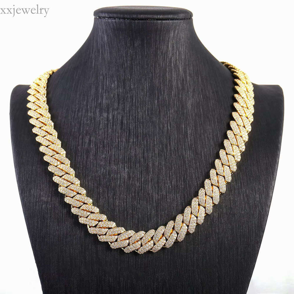 Fashion Customization Moissanite De 10mm 10k 14k Gold Mossinate Dia Chain 2 Row Stone Miami Cuban k Chai