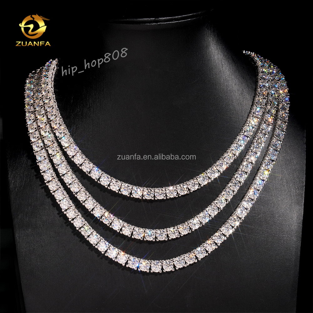 Bulk Stock New Arrivals Hot Selling Iced Out Hip Hop 925 Silver VVS1 5mm 6.5mm Moissanite Diamond Cluster Tennis Chain Bracelet