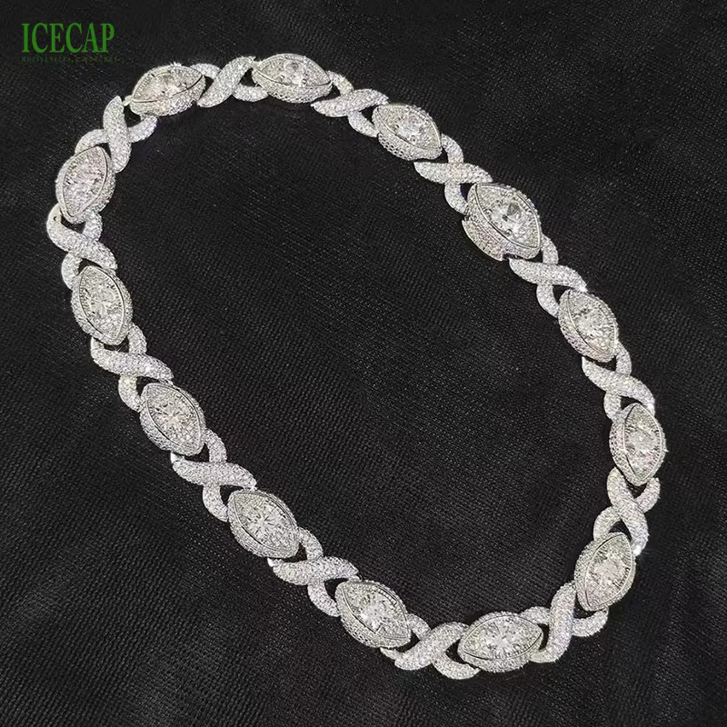 Fashion Jewelry Necklaces Hip Hop Miami Cuban Link Chain 925 Silver VVS Moissanite Diamond Chain Necklace for Men