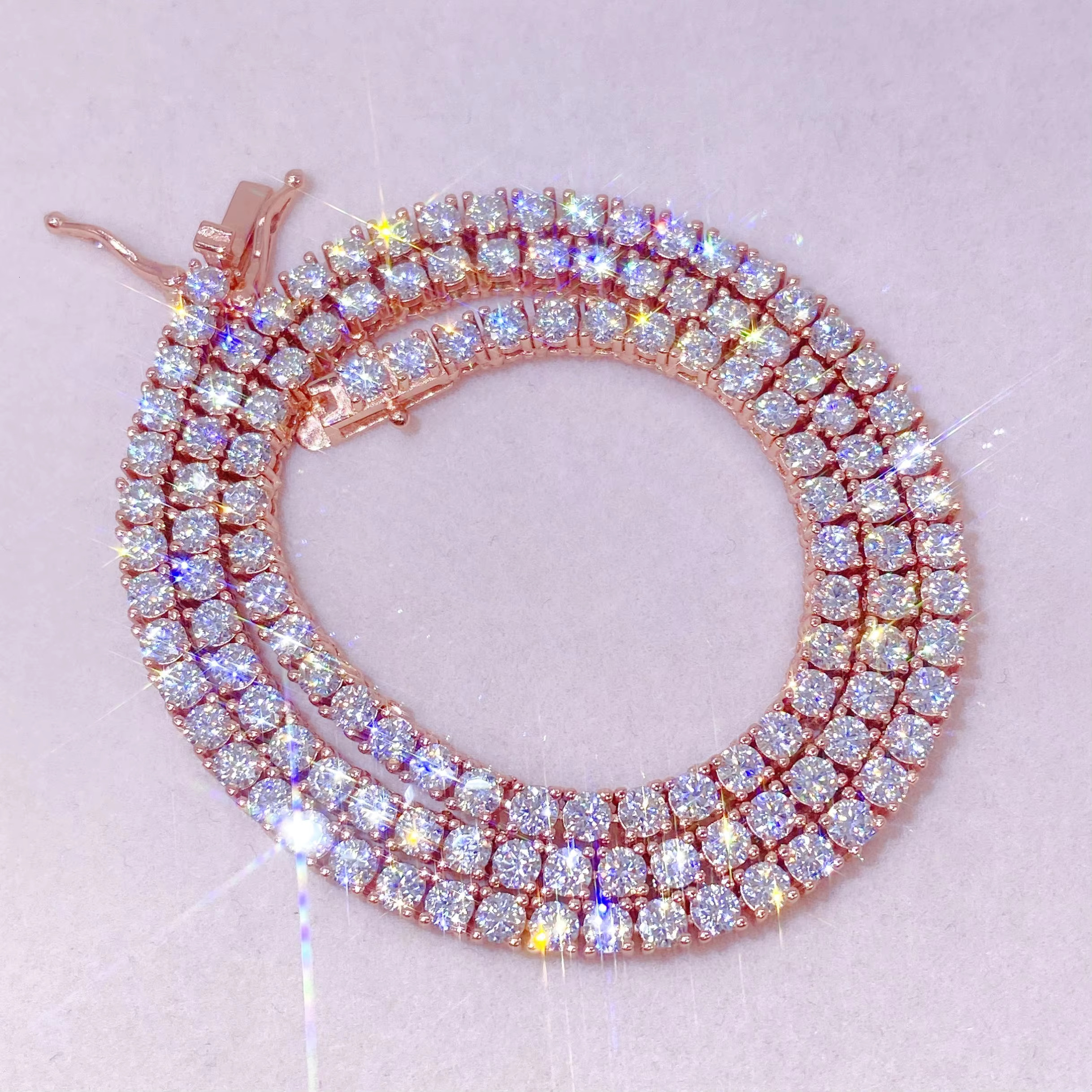 Wholesale Price Necklace 2mm 3mm 4mm 5mm d Color Vvs Moissanite Diamond 925 Sterling Silver Iced Out Tennis Chain