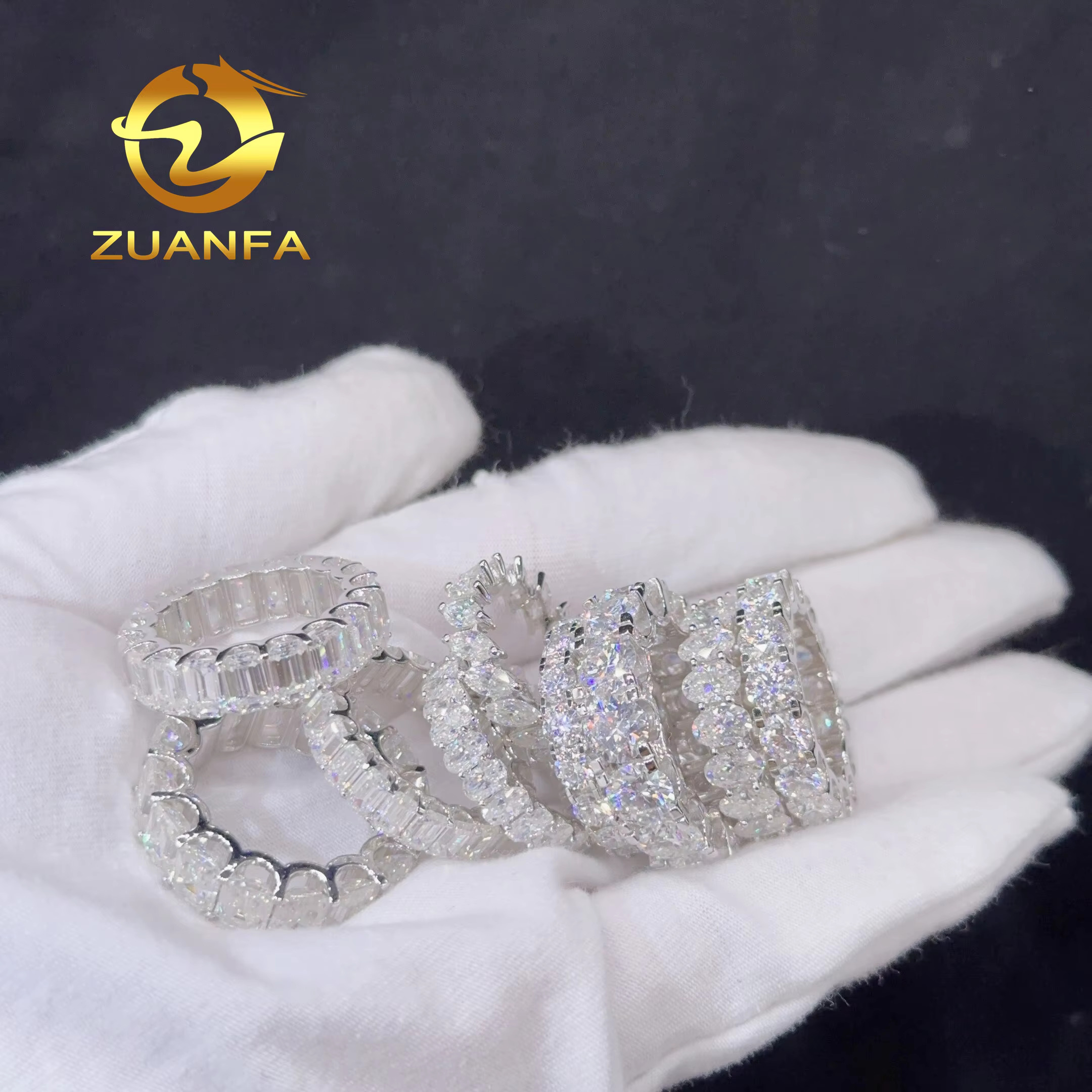 Women Fine Jewelry Round Oval Emerald Shape 925 Silver Gold Plated Moissanite Diamond Engagement Ring Luxury Wedding Ring