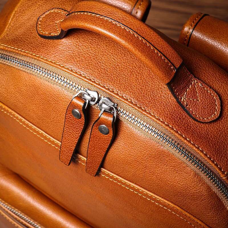ROOG High Quality Backpack Men's Real Leather Business Knapsack Women Schoolbag weekends Travel Computer Bags For 16 Inch Laptop