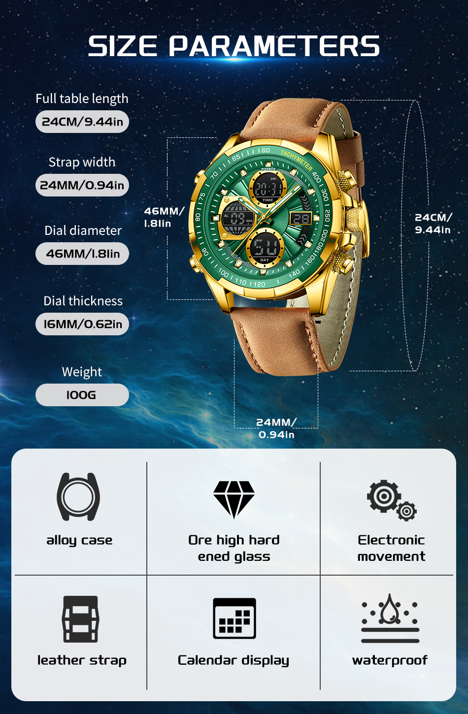 LIGE Dual Display Electronic Watch Dual Display Multifunctional Night Light Men's Watch Waterproof Timing Alarm Clock Multifunctional Watch