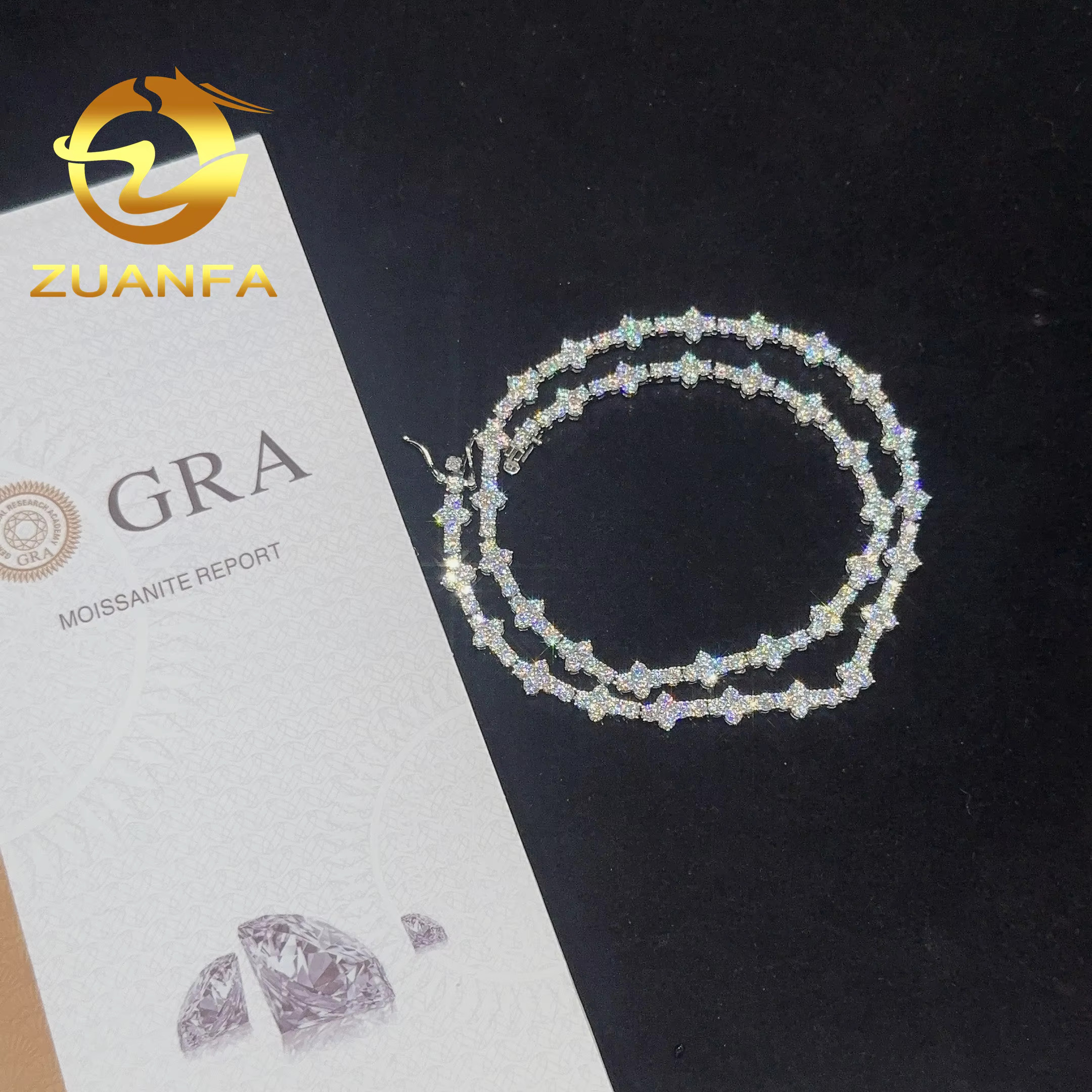 Ready Shipping 3mm New Style Hip Hop Moissanite Tennis Chain Bracelet 925 Silver Vvs Tennis Moissanite Chain Women mens Necklace