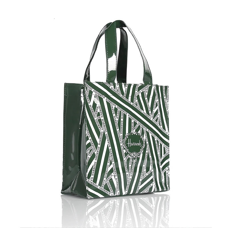 2025S New Free Shipping Designer Bag Green Striped PVC Womens Tote Shopping Bag Reusable Chic Shopper Shoulder Purse Casual Work Satchel Handbag