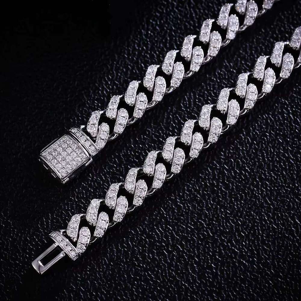 Cuban bracelet Chain 6mm Sier with Moissanite 1 Row Stones Hip Hop Fine Jewellery Custom necklace Gifts