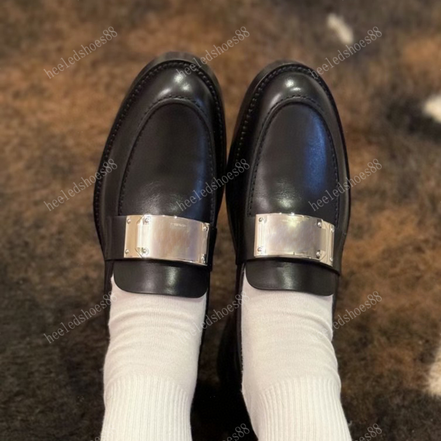 Luxury Designers dress shoes for womens classic buckle cowhide muffin Loafers top quality low heel latest platform thick soled shoe 35-41