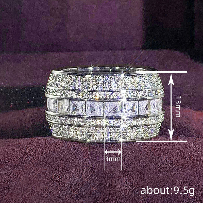 5-10 Sparkling Handmade Wedding Rings Luxury Jewelry 925 Sterling Silver 7 Rows Pave Designer White Sapphire CZ Diamond Party Eternity Lady Women Brid