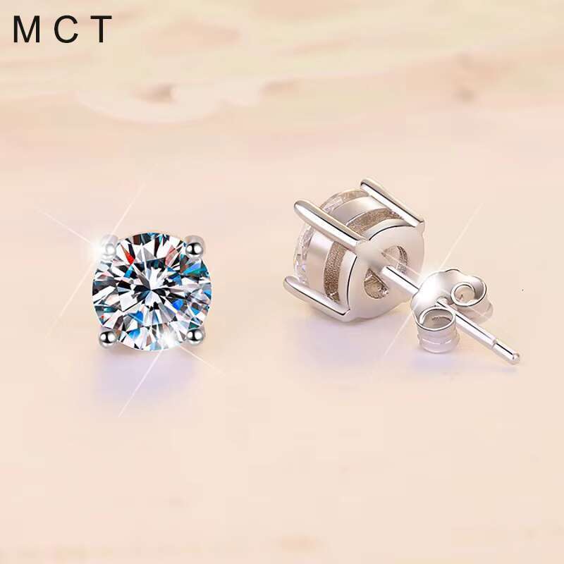 MCT Wholesale High Quality Classic S 4-prong Moissanite Dia Studs Women's Earrings Jewelry