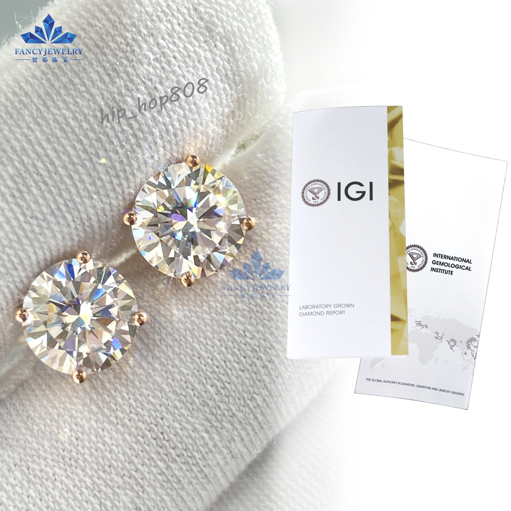 0.5ct-2ct D Color Brilliant Round Cut Lab Created Diamond Earrings 14K 18K Rose Gold CVD HPHT Stud Earrings for Men Women