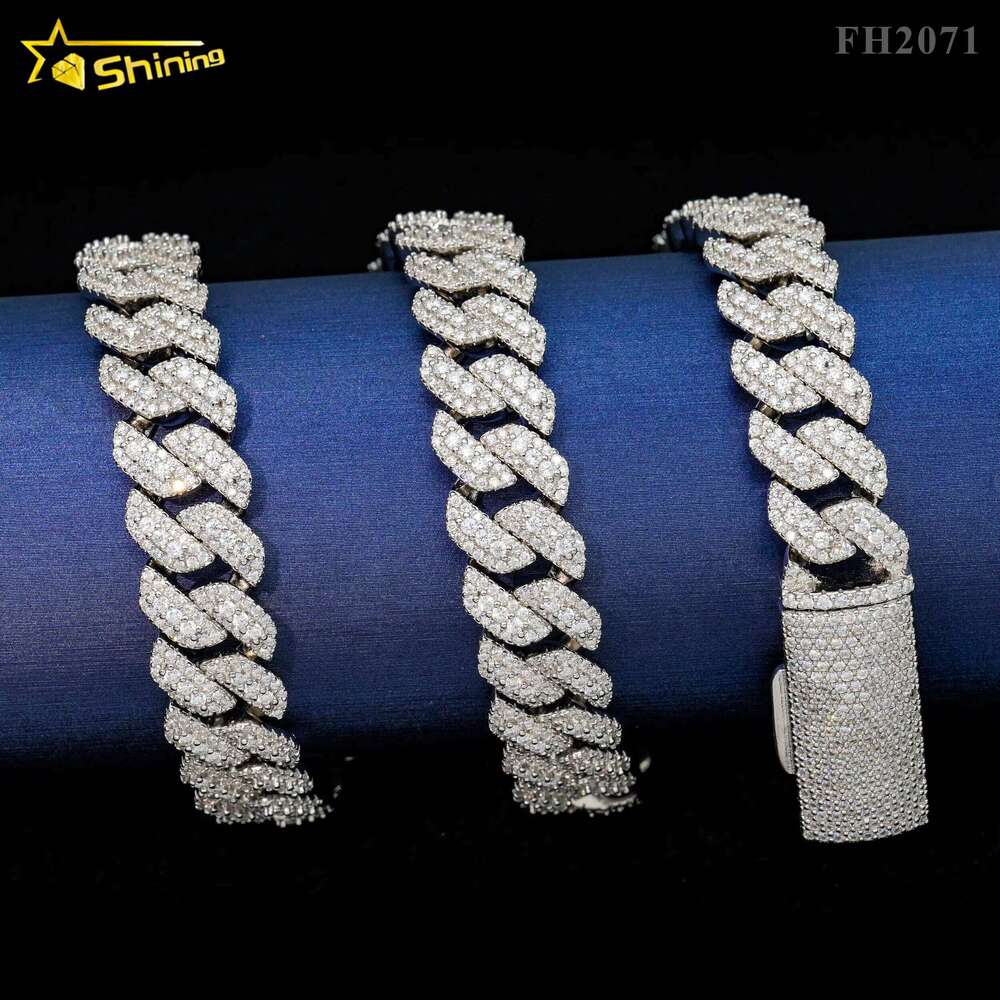 Factory Directly Sales Good Price Hip Hop Jewelry 13mm Iced Out Cuban k Chain Bracelet Vvs Moissanite