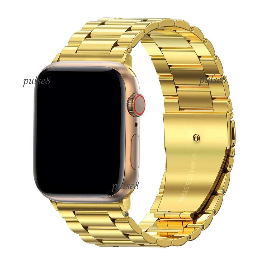 a Watch Band Ultra 1/2 49mm 7 8 9 45mm Stainless Steel Strap for iWatch 6 5 4 3 44mm 42mm 41mm 38m Golden Wristband