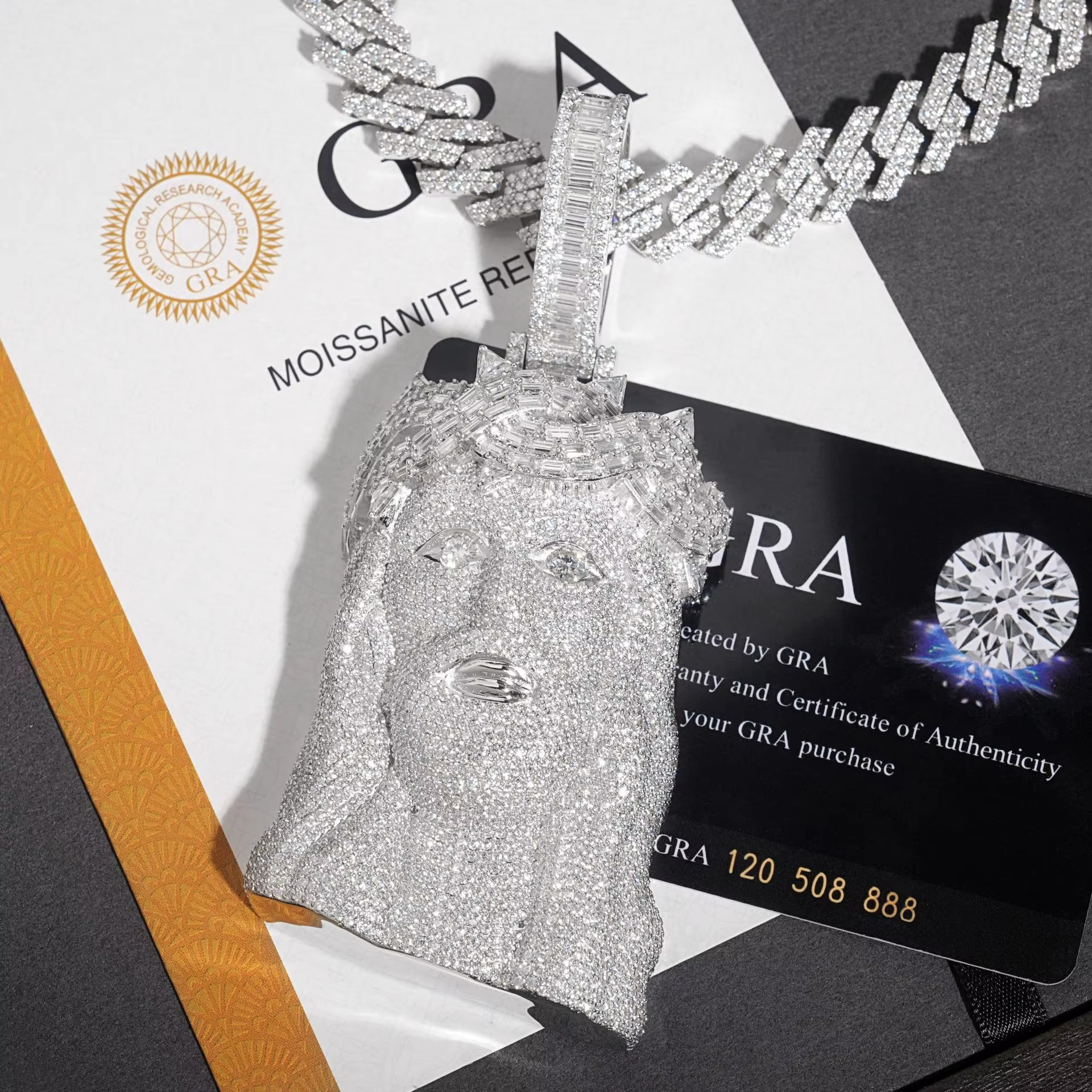 Jesus Pendant with Moissanite 925 Silver Threadable 10mm Cuban Chain Product Type Moissanite Pendants Charms