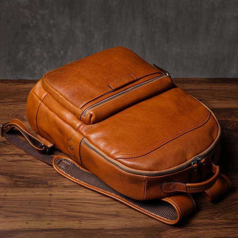 ROOG High Quality Backpack Men's Real Leather Business Knapsack Women Schoolbag weekends Travel Computer Bags For 16 Inch Laptop