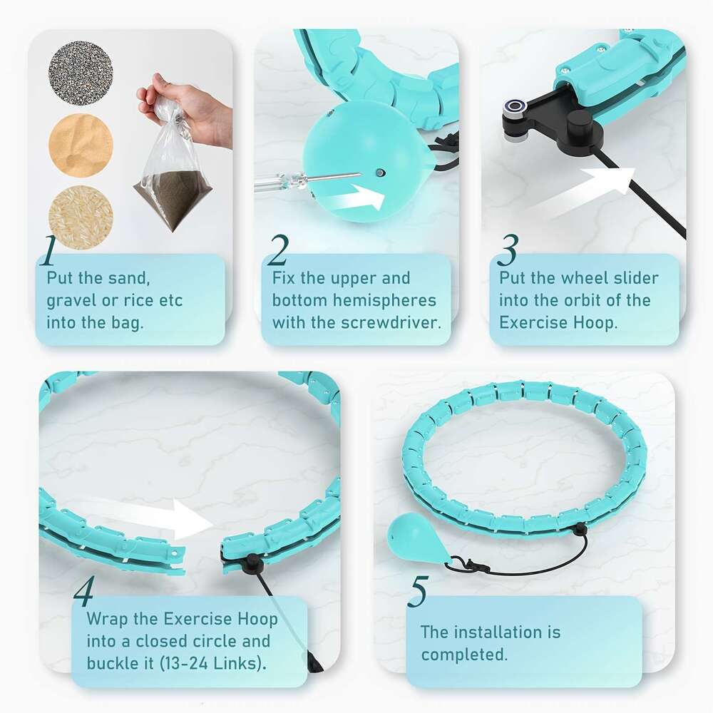 Exercise Hoop 46in/117cm Weighted Fiess Circle, 24-Section Detachable Exercise Ring, ABS Material, Body Shaping & Waist Slimming, dh910351303