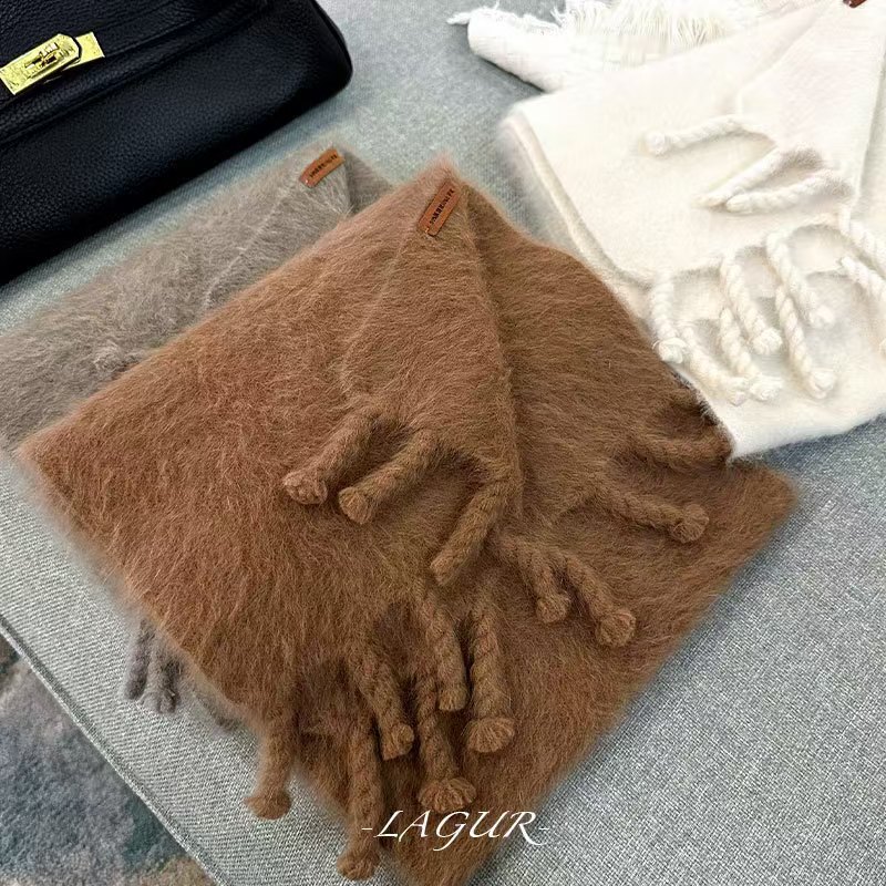 K077 Rare! Hand-combed fox velvet handmade scarf braid tassel thickened lazy soft waxy couple scarf gift