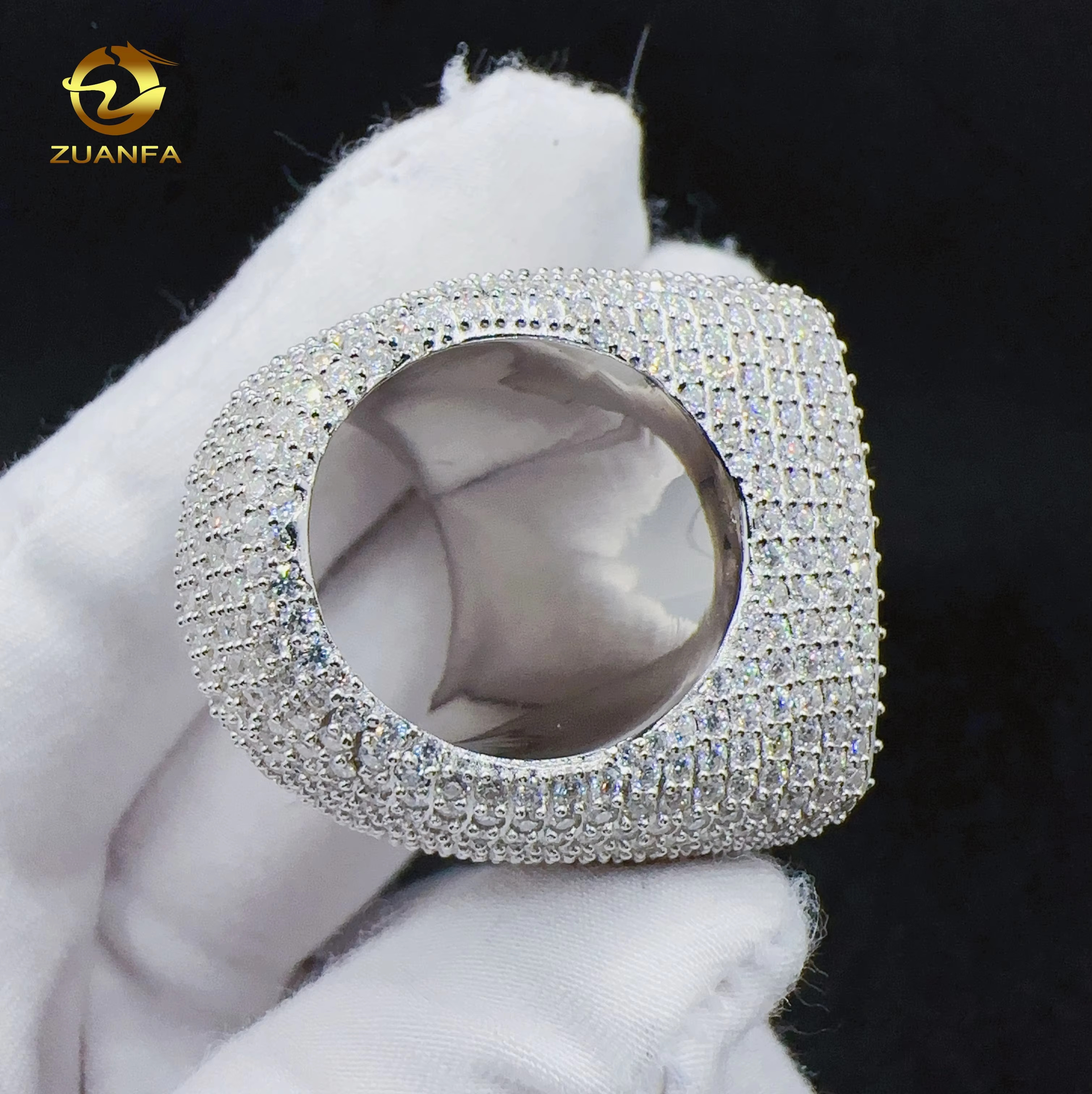 Baguette VVS Moissanite Diamond Big Square Design Ring Hip Hop 925 Sterling Silver Ring for Iced Out Fashion Jewelry