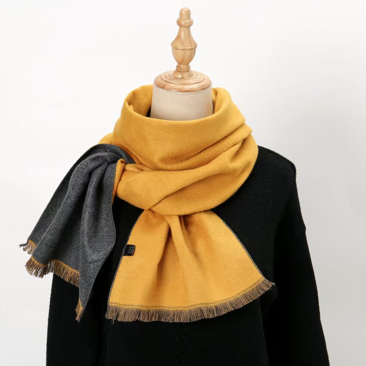 T252 Korean couple scarf female winter thick wool knitted versatile thick warm girl Japanese scarf male student
