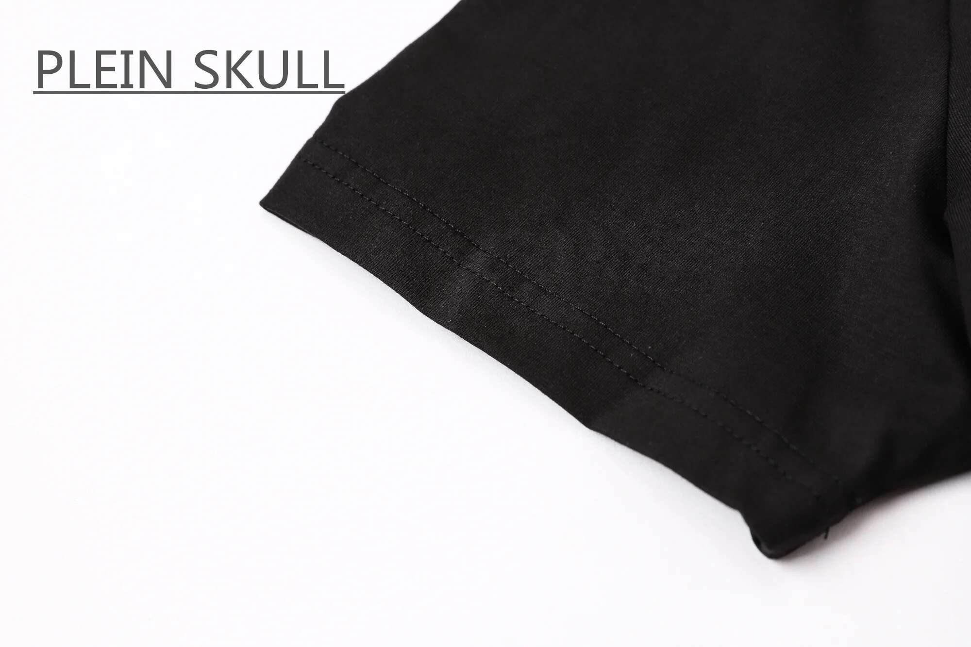 PLEIN SKULL Breathable Men's Fiess T-Shirt Cotton Classic Retro Summer Short Sleeve Top Casual Round Unisex Neck Tee